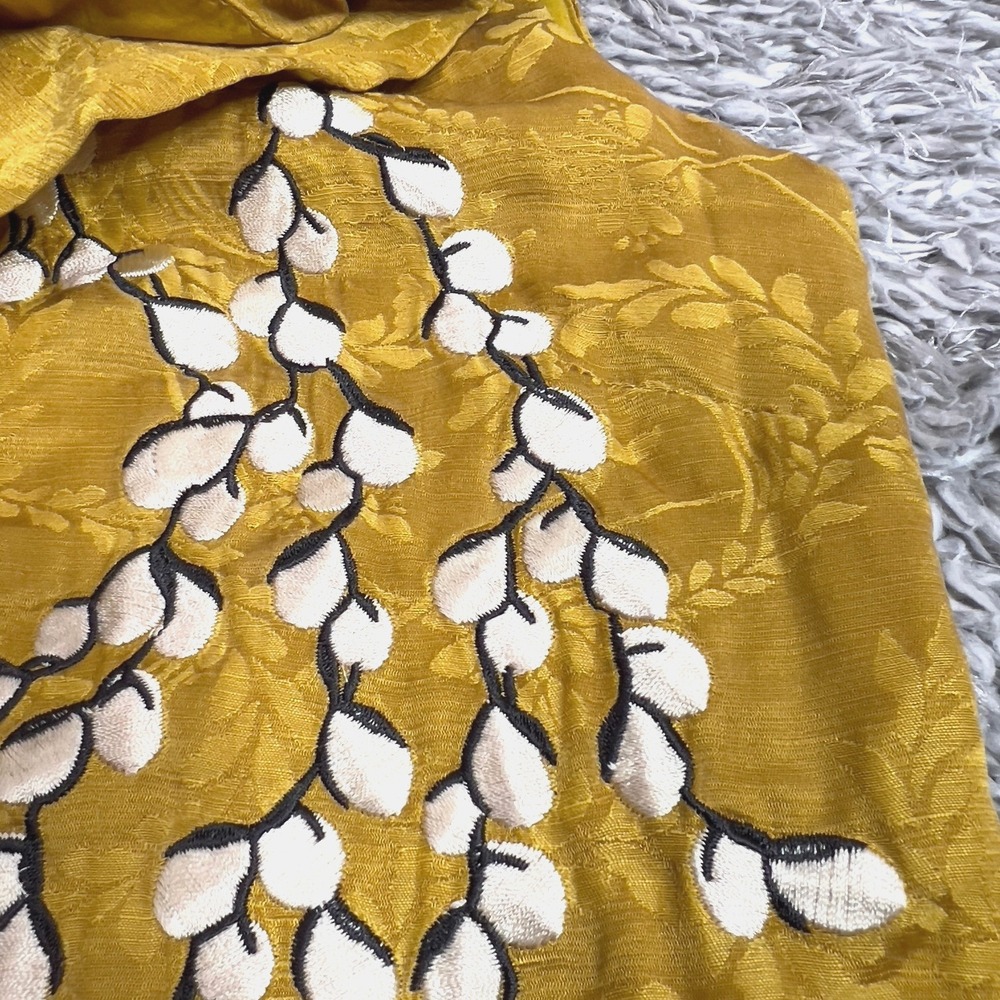 Anthropologie Floreat Catkins Dress Womens 6 Linen Silk Embroidered Jacquard - Picture 10 of 12